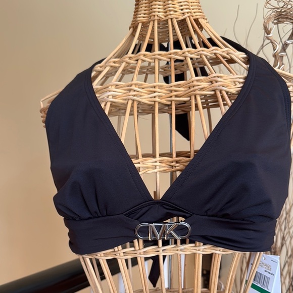 Michael Kors NWT 🔥sale🔥black and silver bikini top - Picture 1 of 6